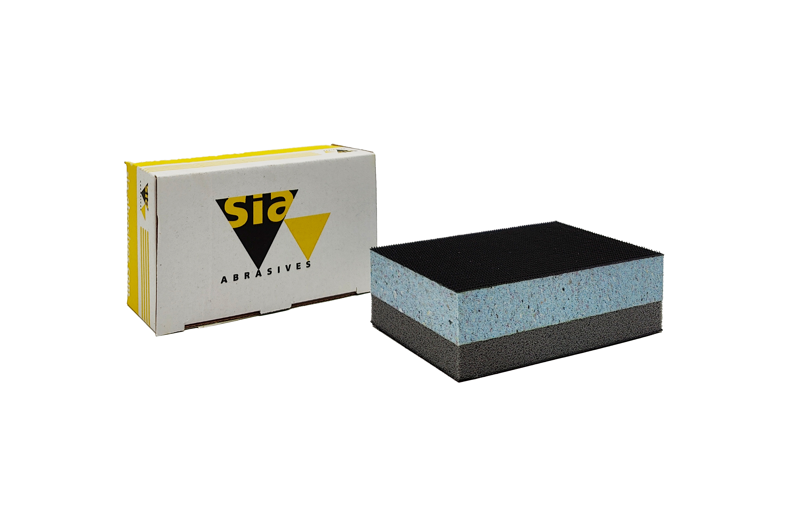Abbildung Sia Handblock 70x125mm Grip 2 Seiten Hart.Medium-Weich mit Verpackung.