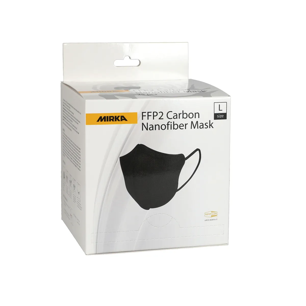 Abbildung Mirka FFP2 Carbon Nanofiber Mask Verpackung.